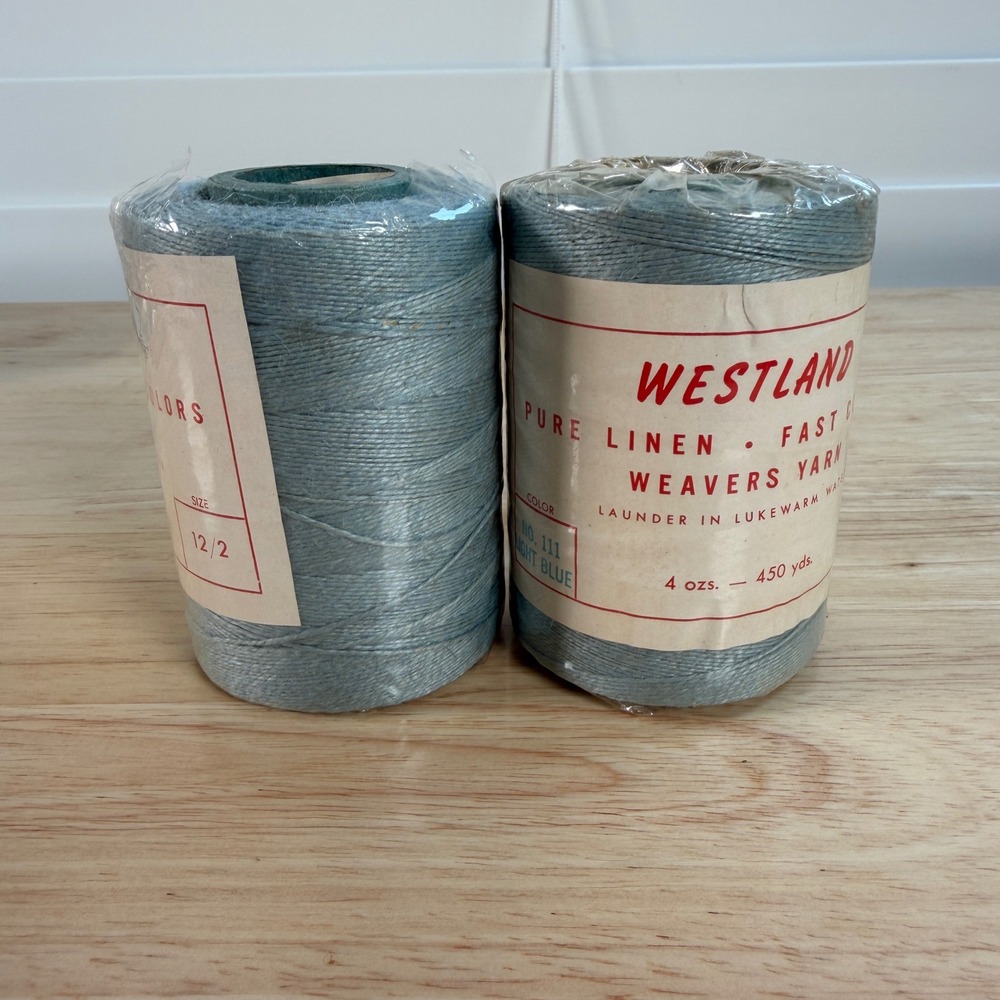 Westland Pure Linen Weavers Yarn 12/2 Light Blue 450 Yds Spools Set of 2